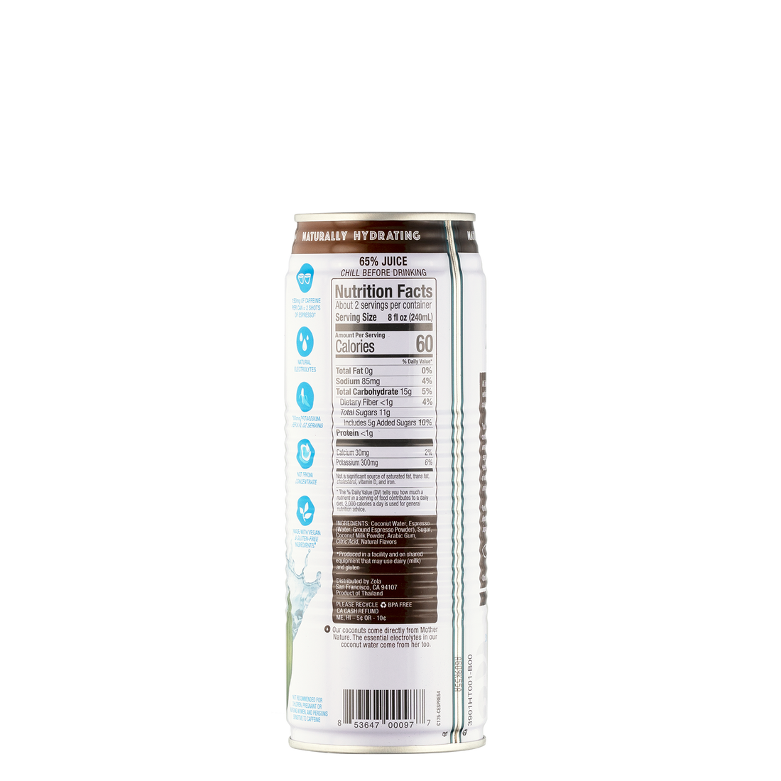 Espresso Coconut Water Zola Coconut Water